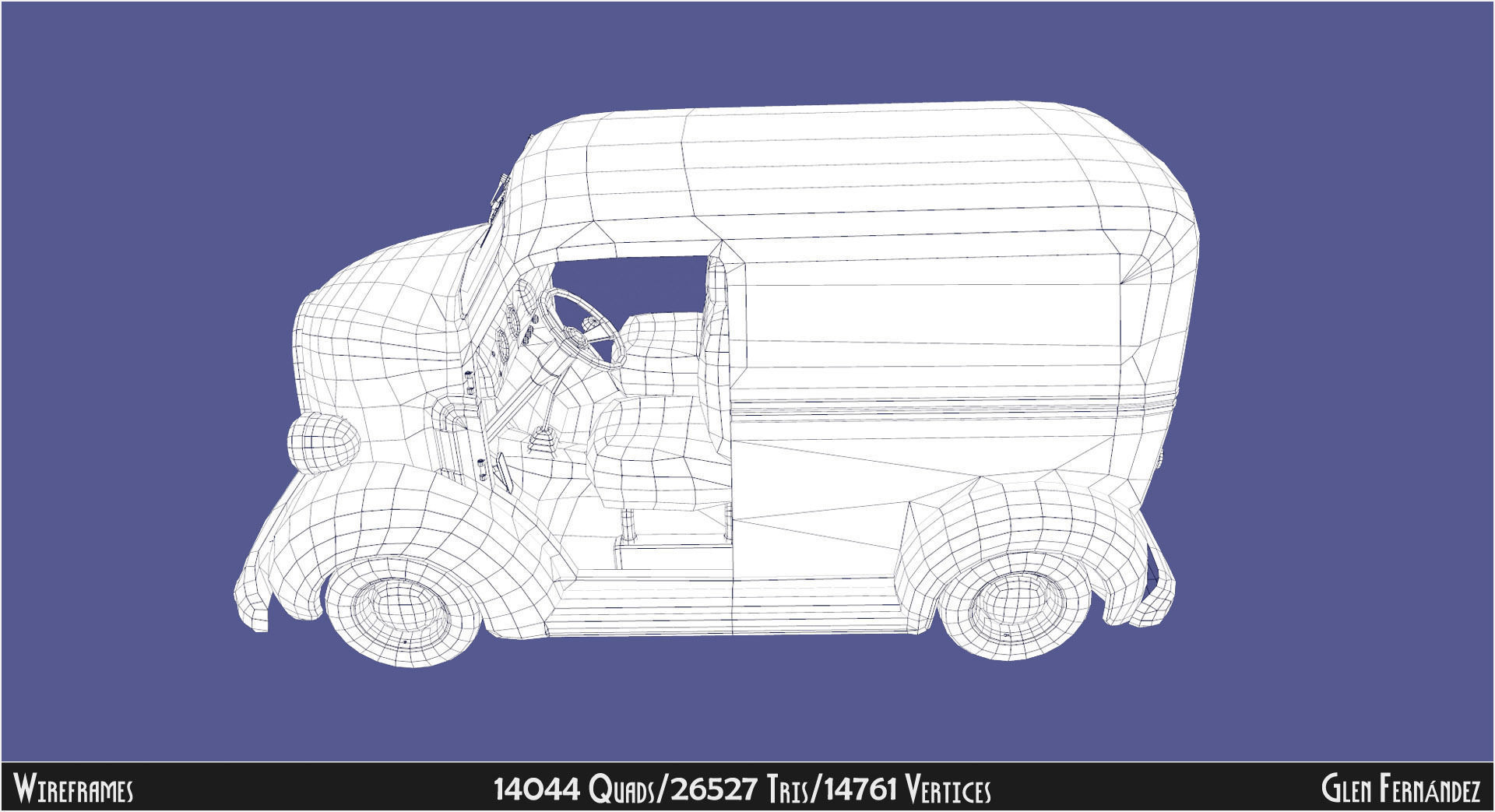 Vintage Custom COE Delivery Van Low-poly 3D model_14