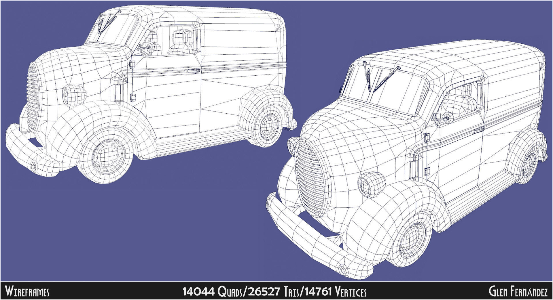 Vintage Custom COE Delivery Van Low-poly 3D model_12