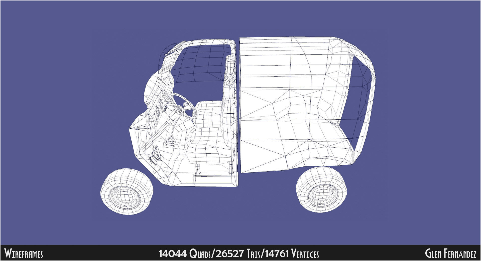 Vintage Custom COE Delivery Van Low-poly 3D model_17