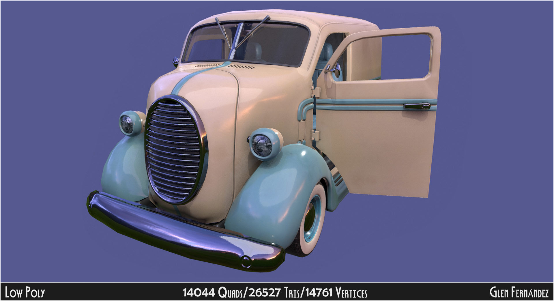 Vintage Custom COE Delivery Van Low-poly 3D model_1
