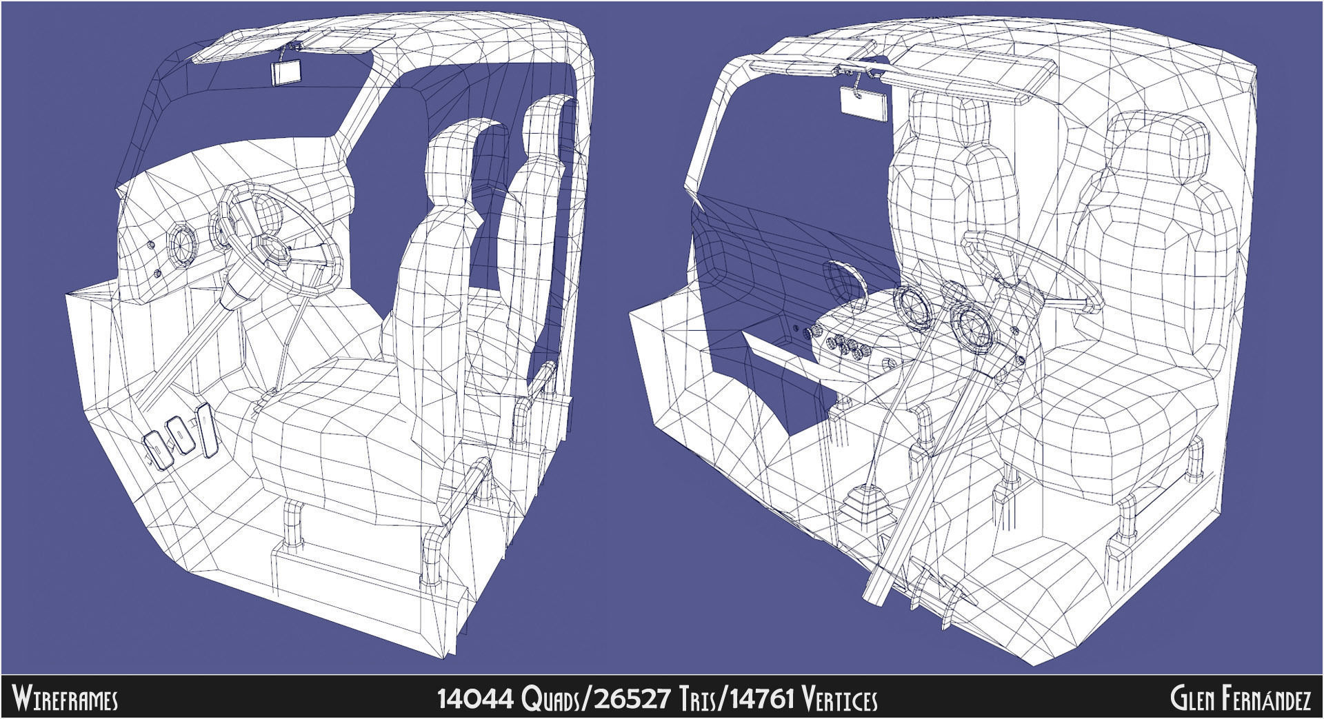Vintage Custom COE Delivery Van Low-poly 3D model_16