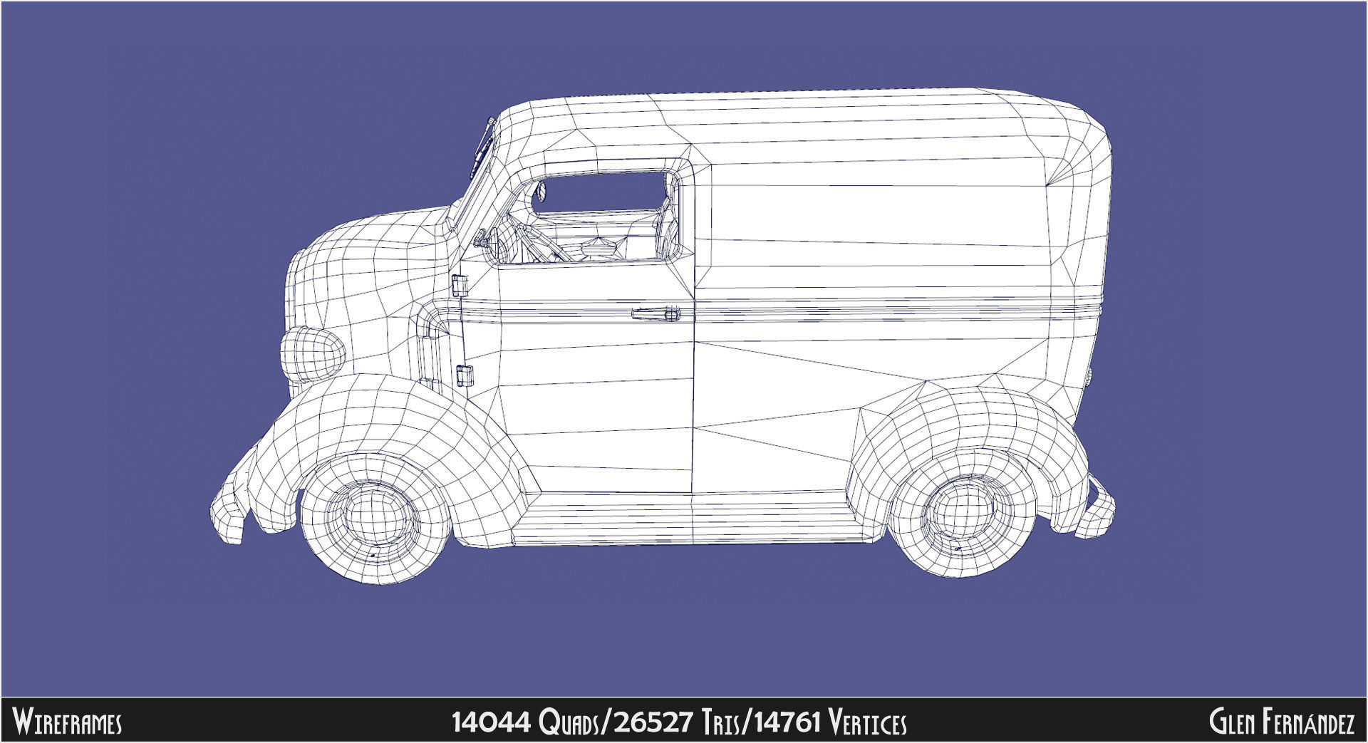 Vintage Custom COE Delivery Van Low-poly 3D model_15