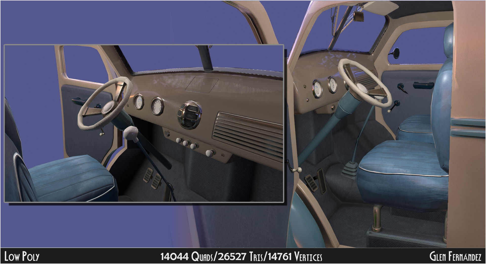 Vintage Custom COE Delivery Van Low-poly 3D model_8