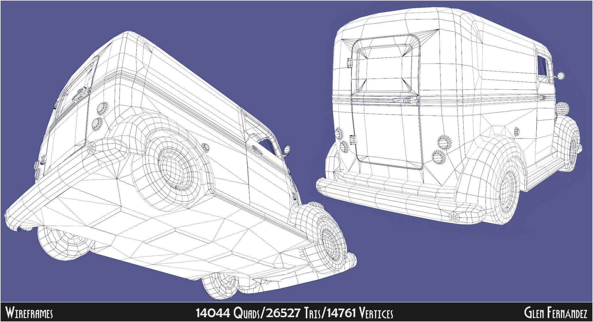 Vintage Custom COE Delivery Van Low-poly 3D model_13