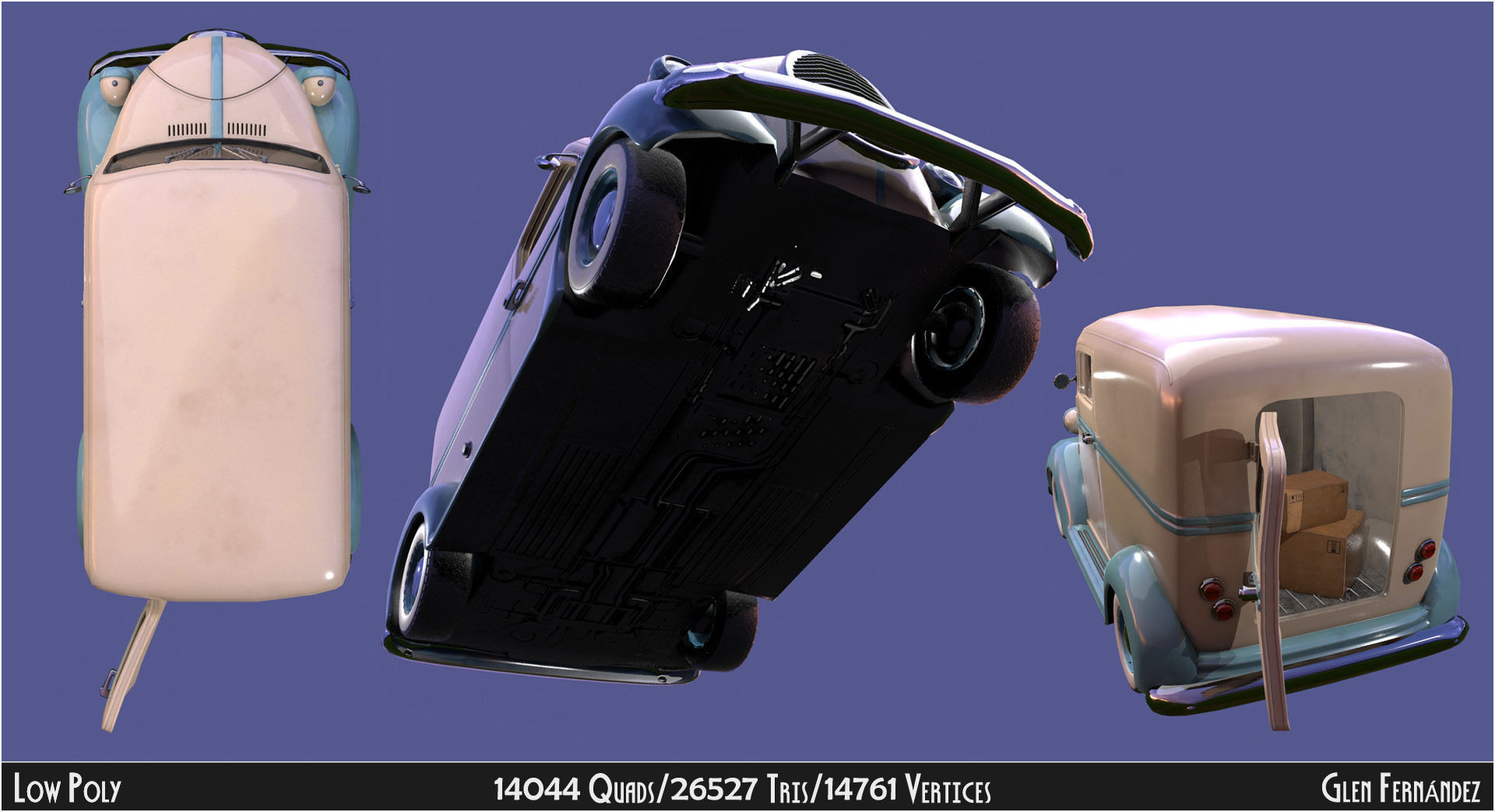 Vintage Custom COE Delivery Van Low-poly 3D model_6