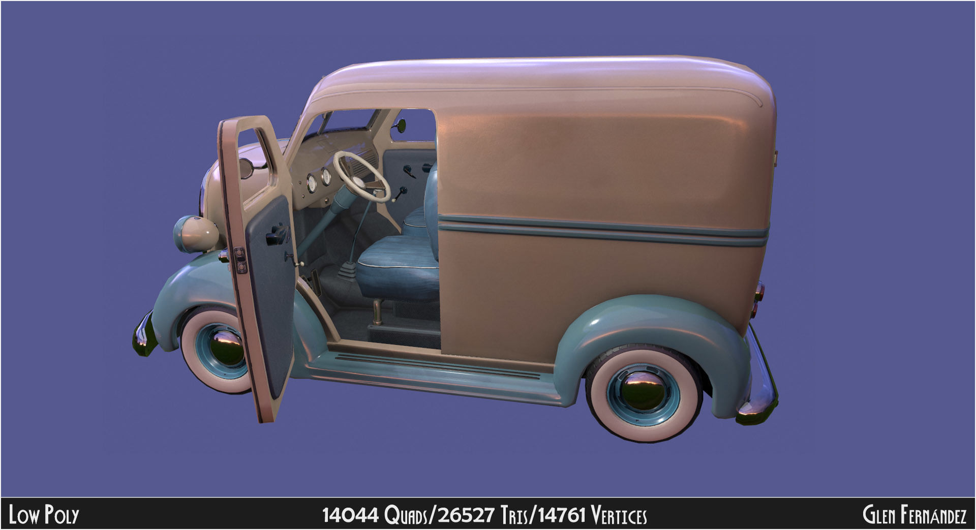 Vintage Custom COE Delivery Van Low-poly 3D model_2