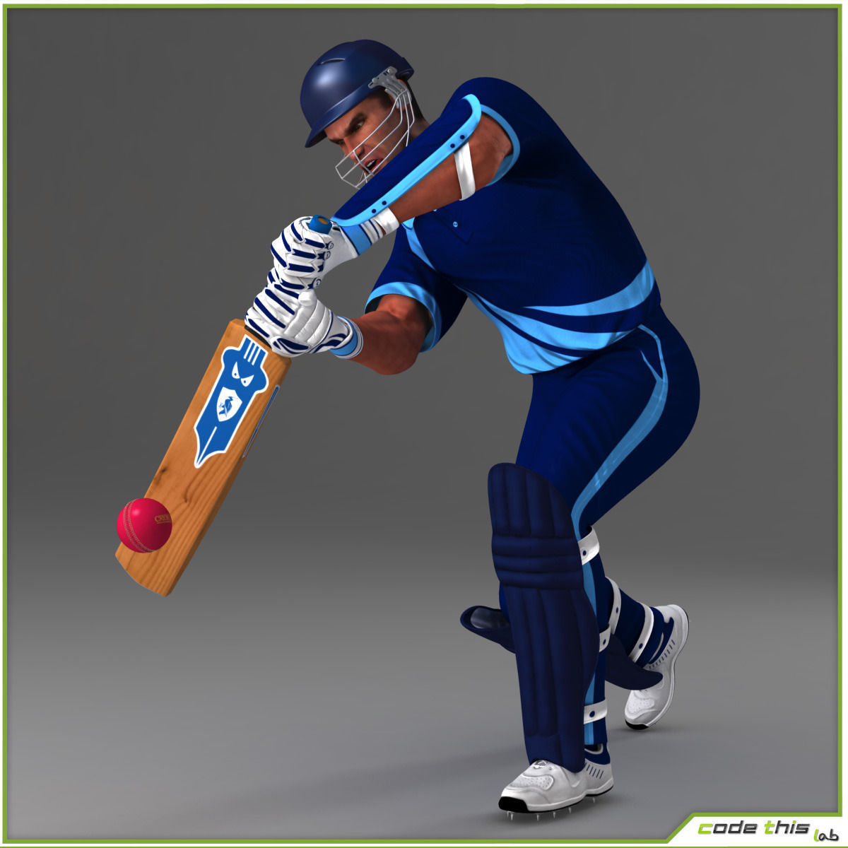 Cricket Batter and Bowler CG 3D Model animated rigged MAX OBJ FBX