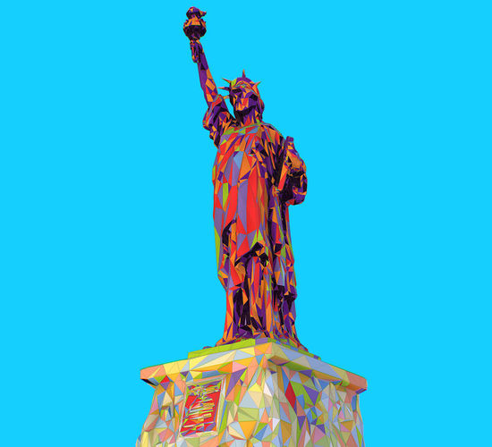 Low Polygon Pop Art Style Liberty Statue Monument Low-poly 3D model