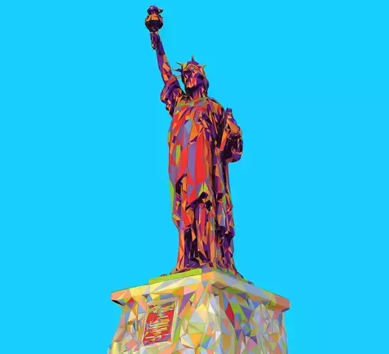 Low Polygon Pop Art Style Liberty Statue Monument Low-poly 3D model