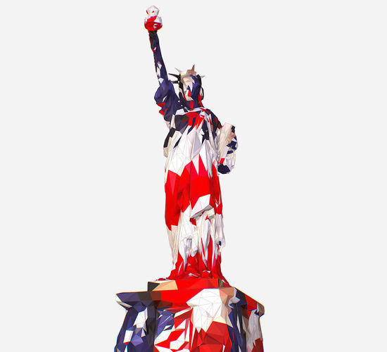 Low Polygon Art USA color Liberty Statue Low-poly 3D model