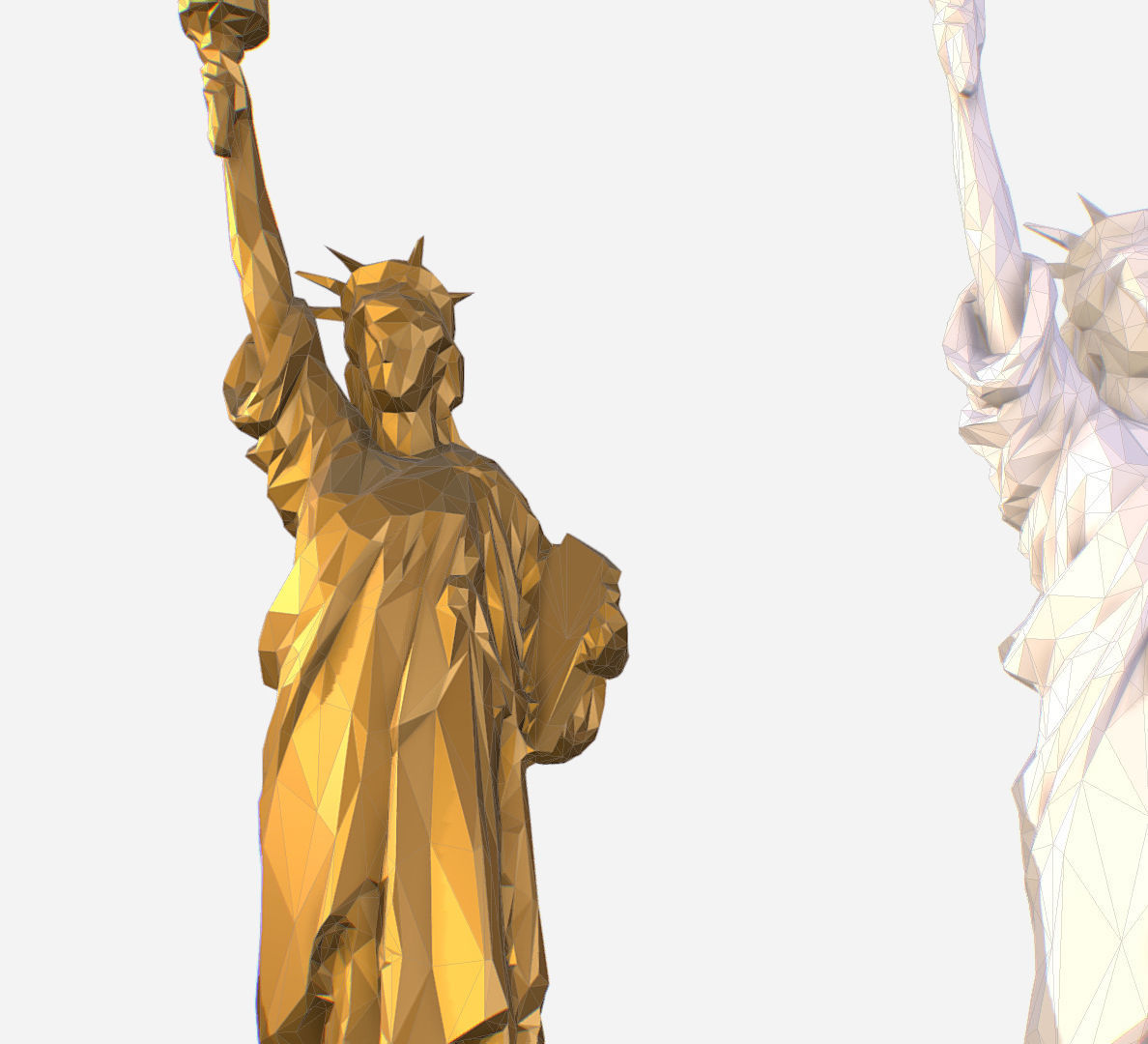 Statue of Liberty PolyArt Gold Material Low-poly 3D model_44