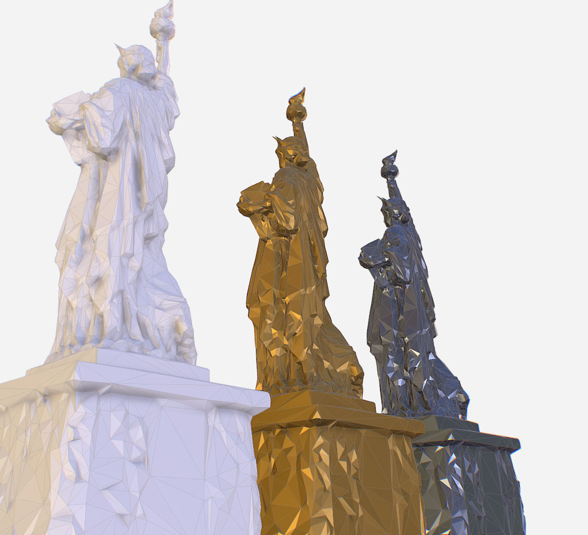 Statue of Liberty PolyArt Gold Material Low-poly 3D model_8