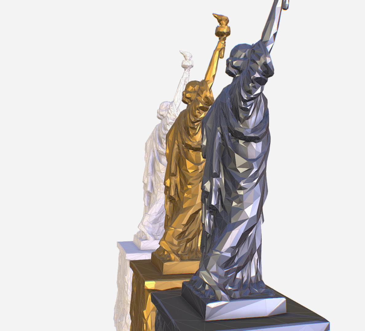 Statue of Liberty PolyArt Gold Material Low-poly 3D model_36
