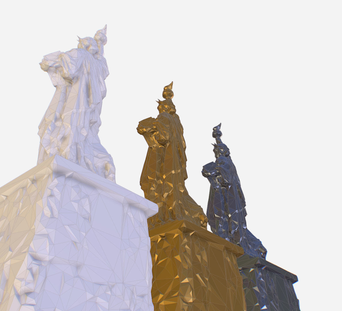 Statue of Liberty PolyArt Gold Material Low-poly 3D model_26