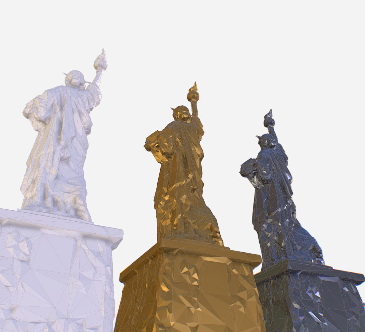 Statue of Liberty PolyArt Gold Material Low-poly 3D model_23