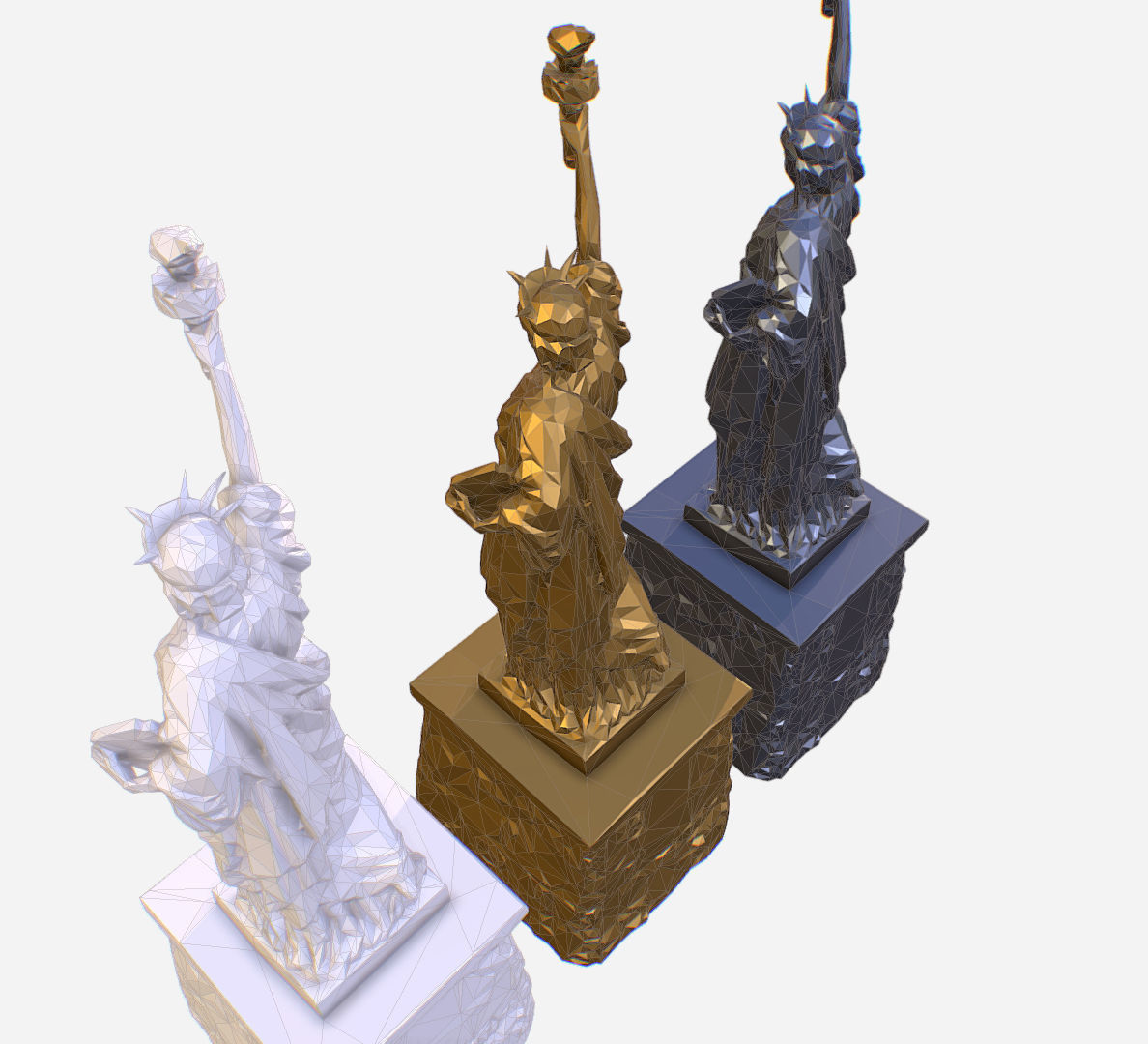 Statue of Liberty PolyArt Gold Material Low-poly 3D model_18