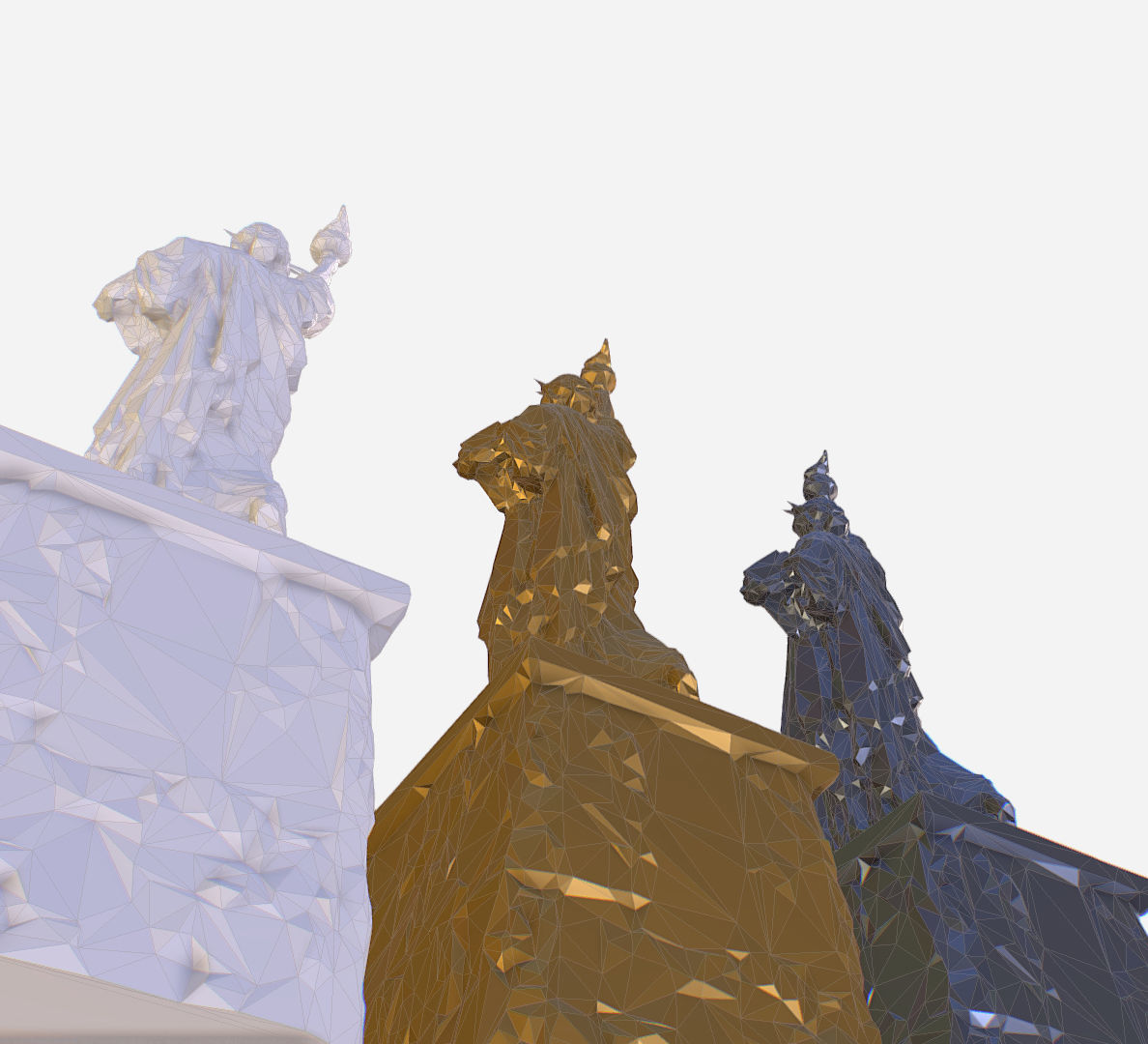 Statue of Liberty PolyArt Gold Material Low-poly 3D model_24