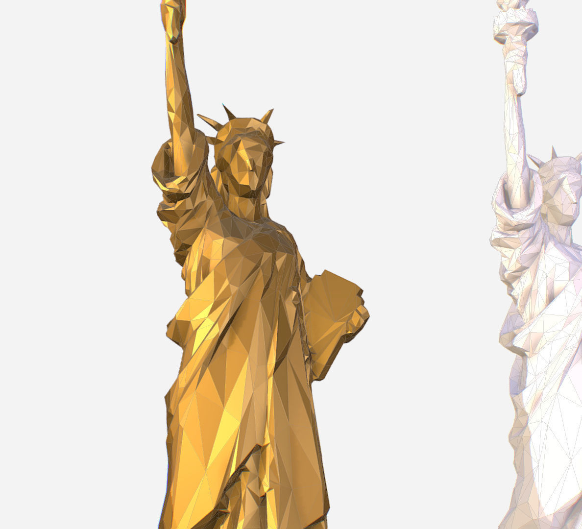 Statue of Liberty PolyArt Gold Material Low-poly 3D model_45