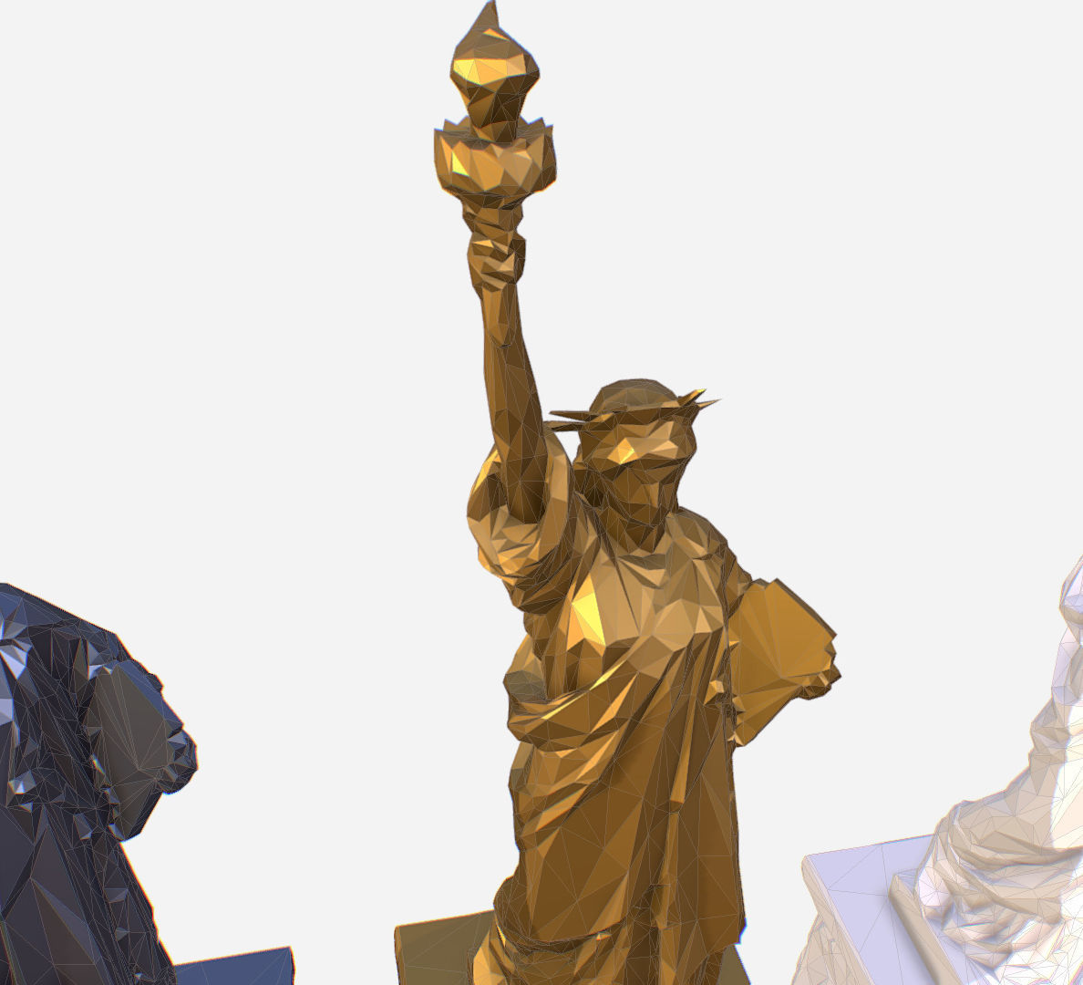 Statue of Liberty PolyArt Gold Material Low-poly 3D model_48