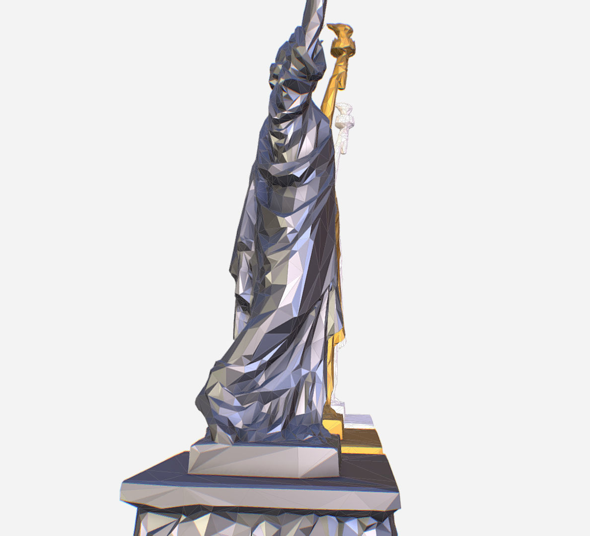 Statue of Liberty PolyArt Gold Material Low-poly 3D model_35