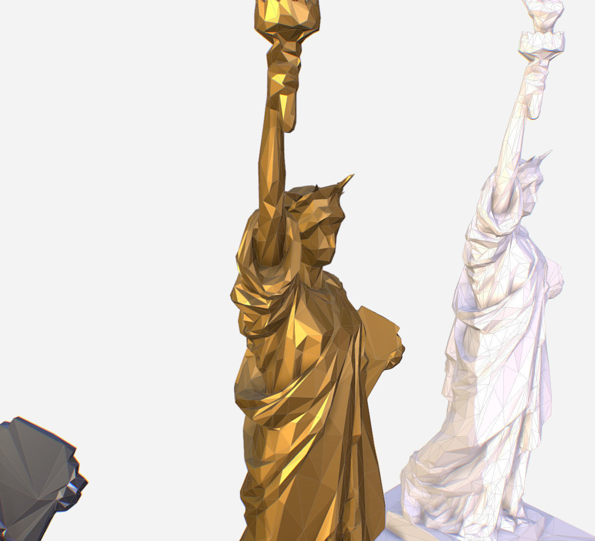 Statue of Liberty PolyArt Gold Material Low-poly 3D model_46