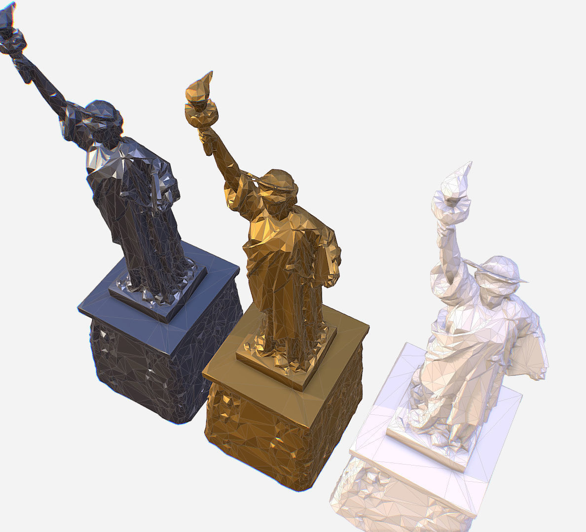 Statue of Liberty PolyArt Gold Material Low-poly 3D model_16