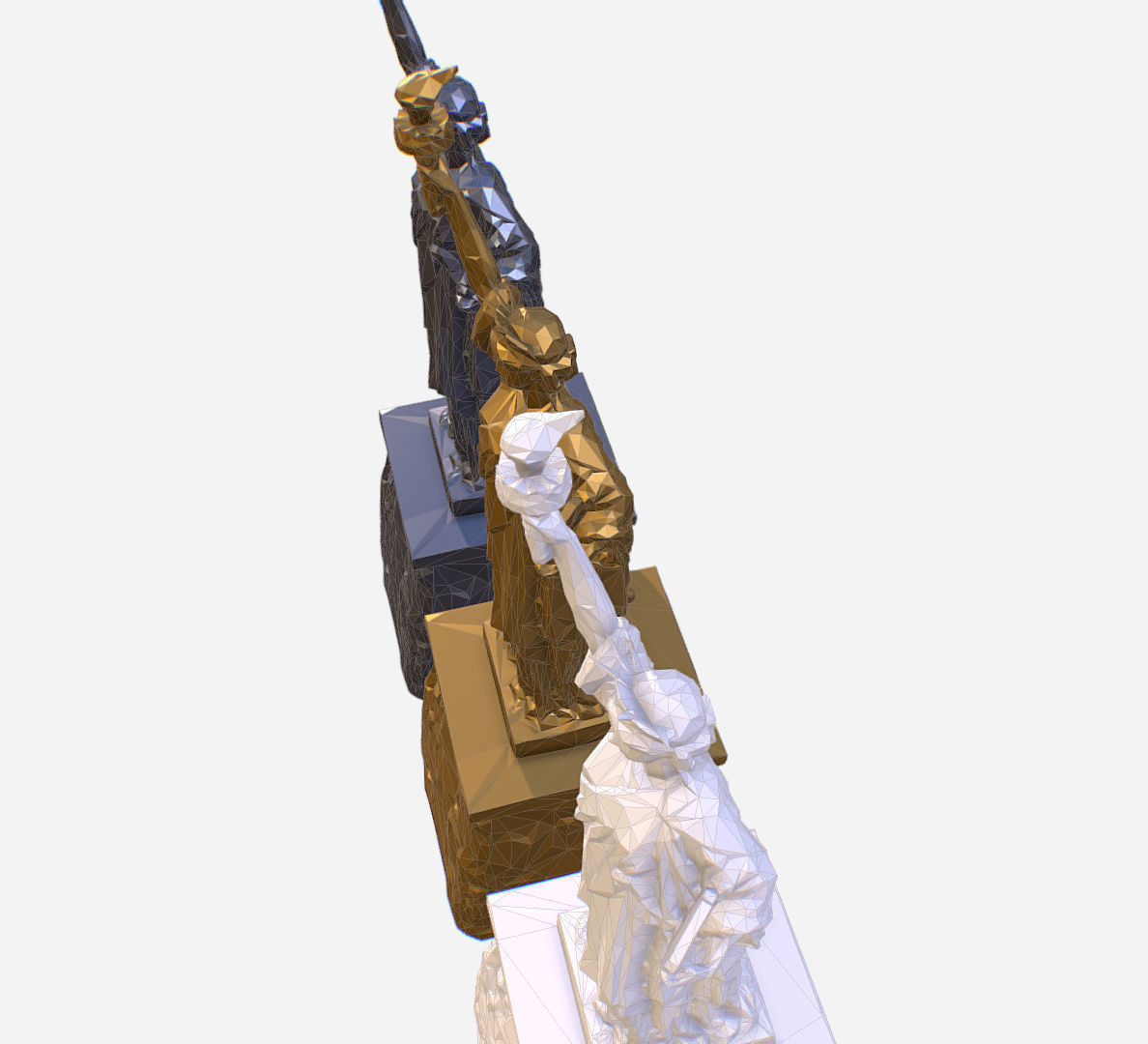 Statue of Liberty PolyArt Gold Material Low-poly 3D model_17