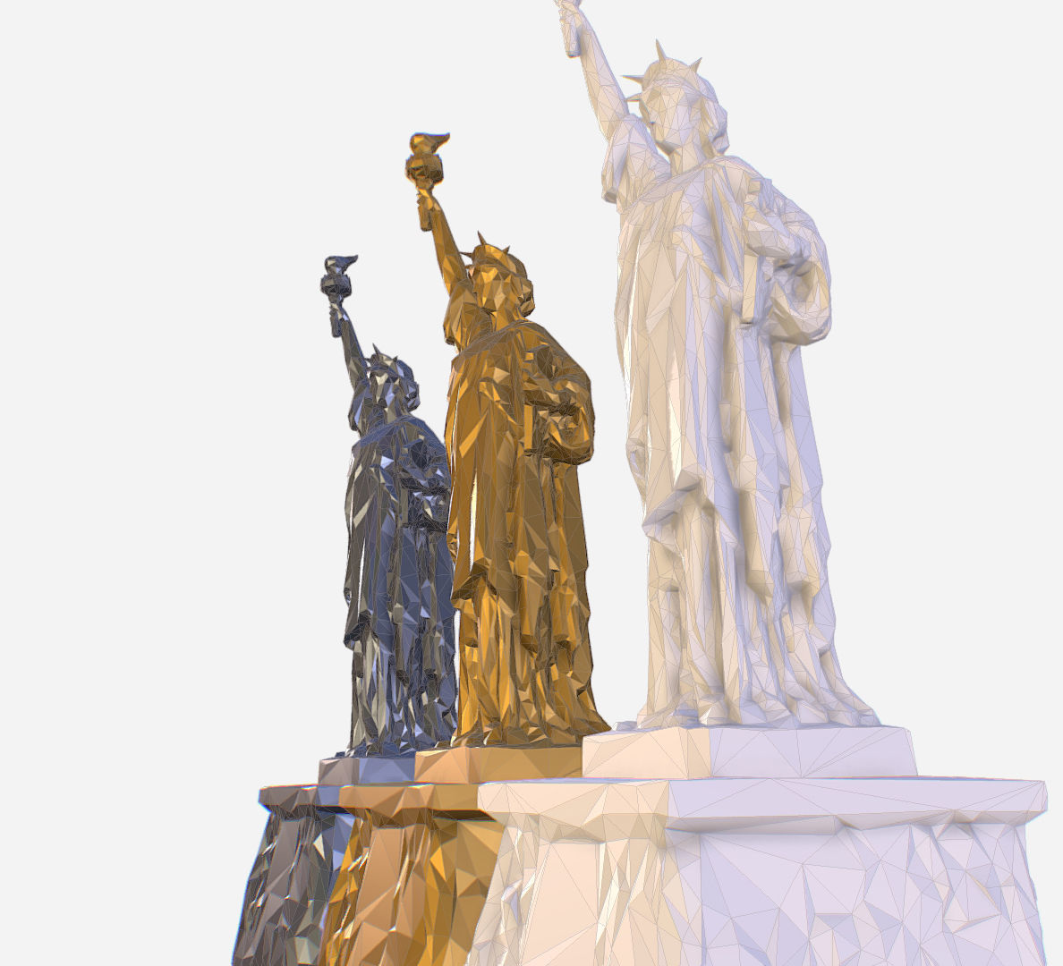 Statue of Liberty PolyArt Gold Material Low-poly 3D model_27