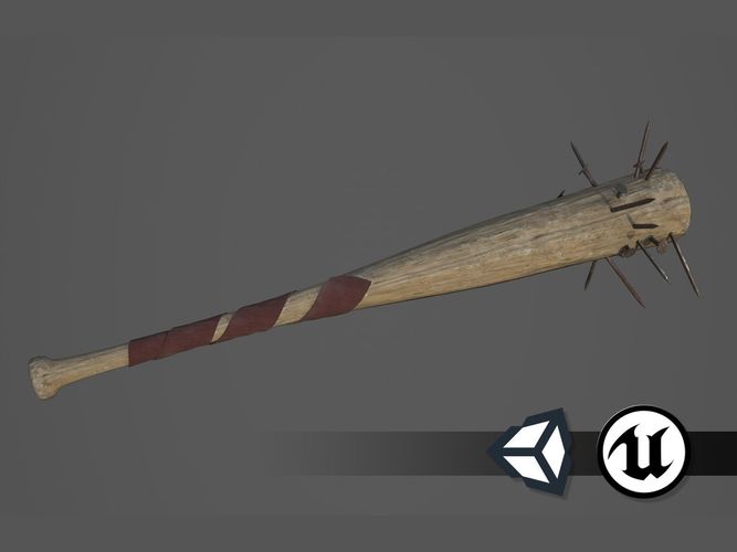 Apocalyptic Baseball Bat - PBR and Game Ready Low-poly 3D model