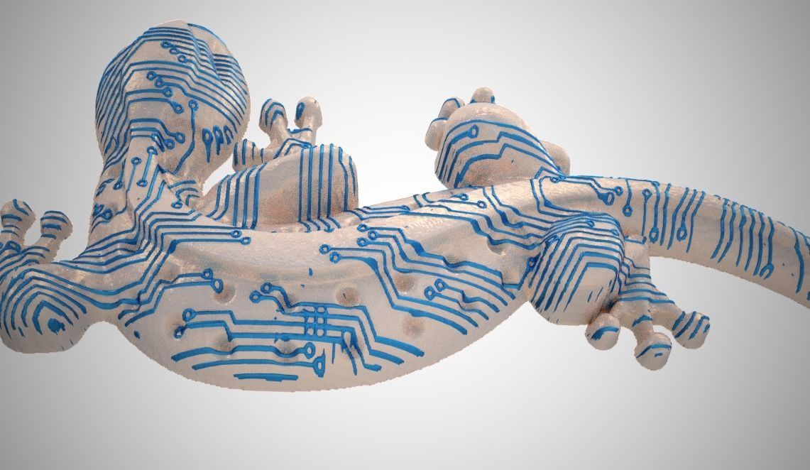 Digital Lizard Ornament 3D print model_3
