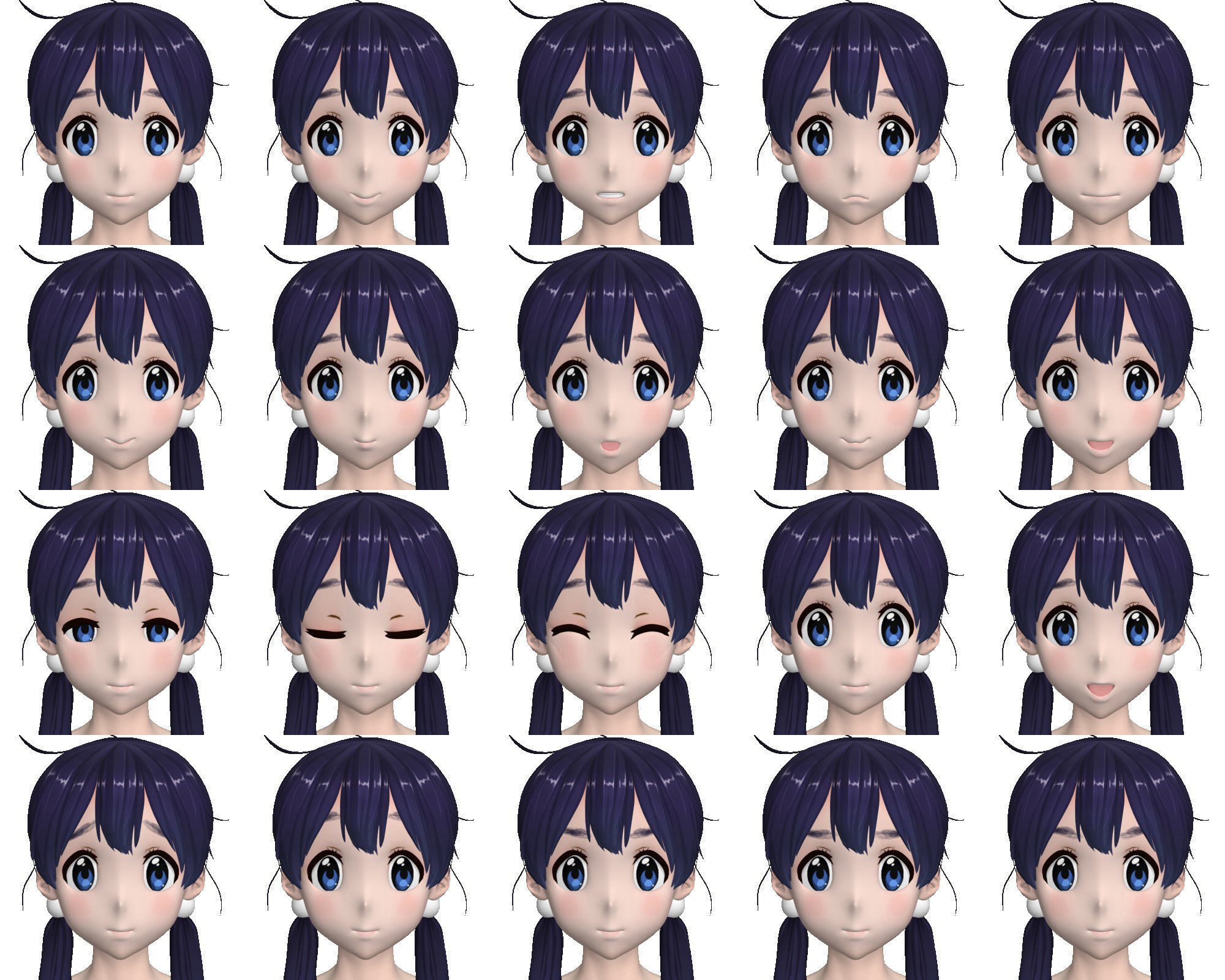 T pose rigged model of Tamako Kitashirakawa anime girl 3D model_4