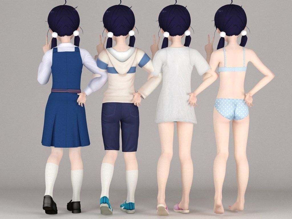 Tamako Kitashirakawa anime girl pose 01 3D model_5