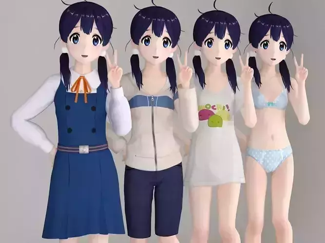 Tamako Kitashirakawa anime girl pose 01 3D model