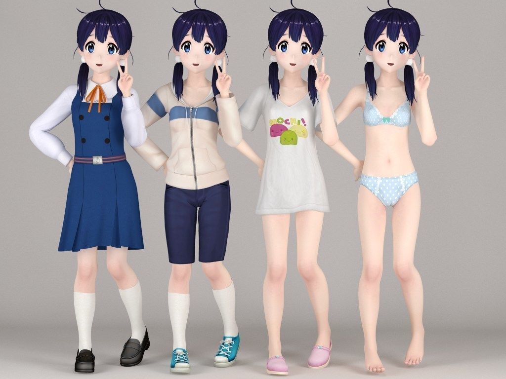 Tamako Kitashirakawa anime girl pose 01 3D model_3