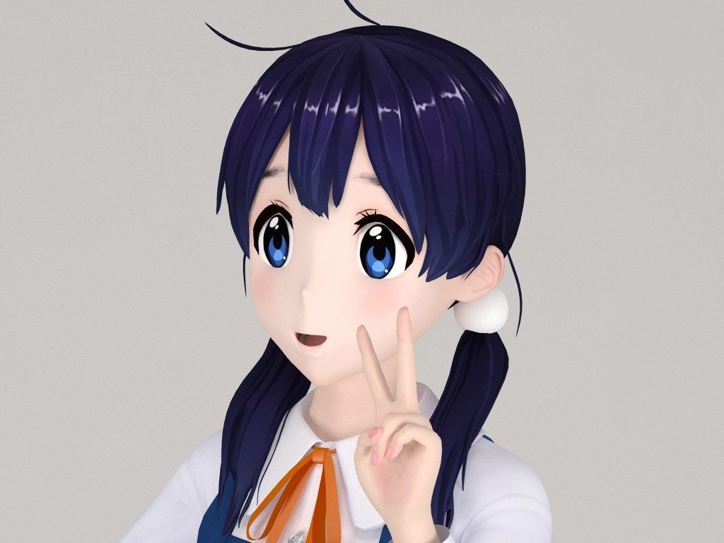 Tamako Kitashirakawa anime girl pose 01 3D model_2