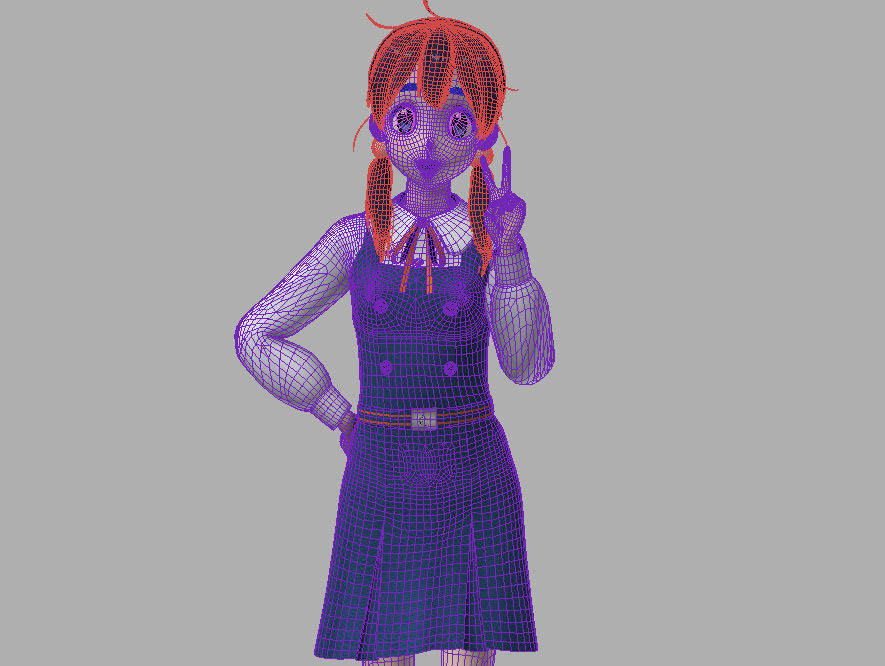 Tamako Kitashirakawa anime girl pose 01 3D model_7