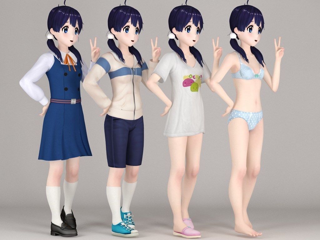 Tamako Kitashirakawa anime girl pose 01 3D model_6