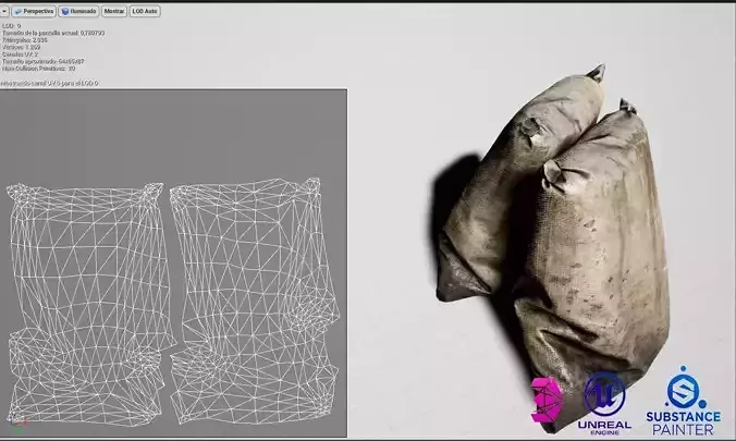 medieval bags UE4 Quality medieval serie Low-poly 3D model