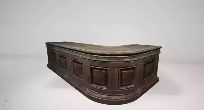 Bar Counter Medieval wood quality UE4 Low-poly 3D model
