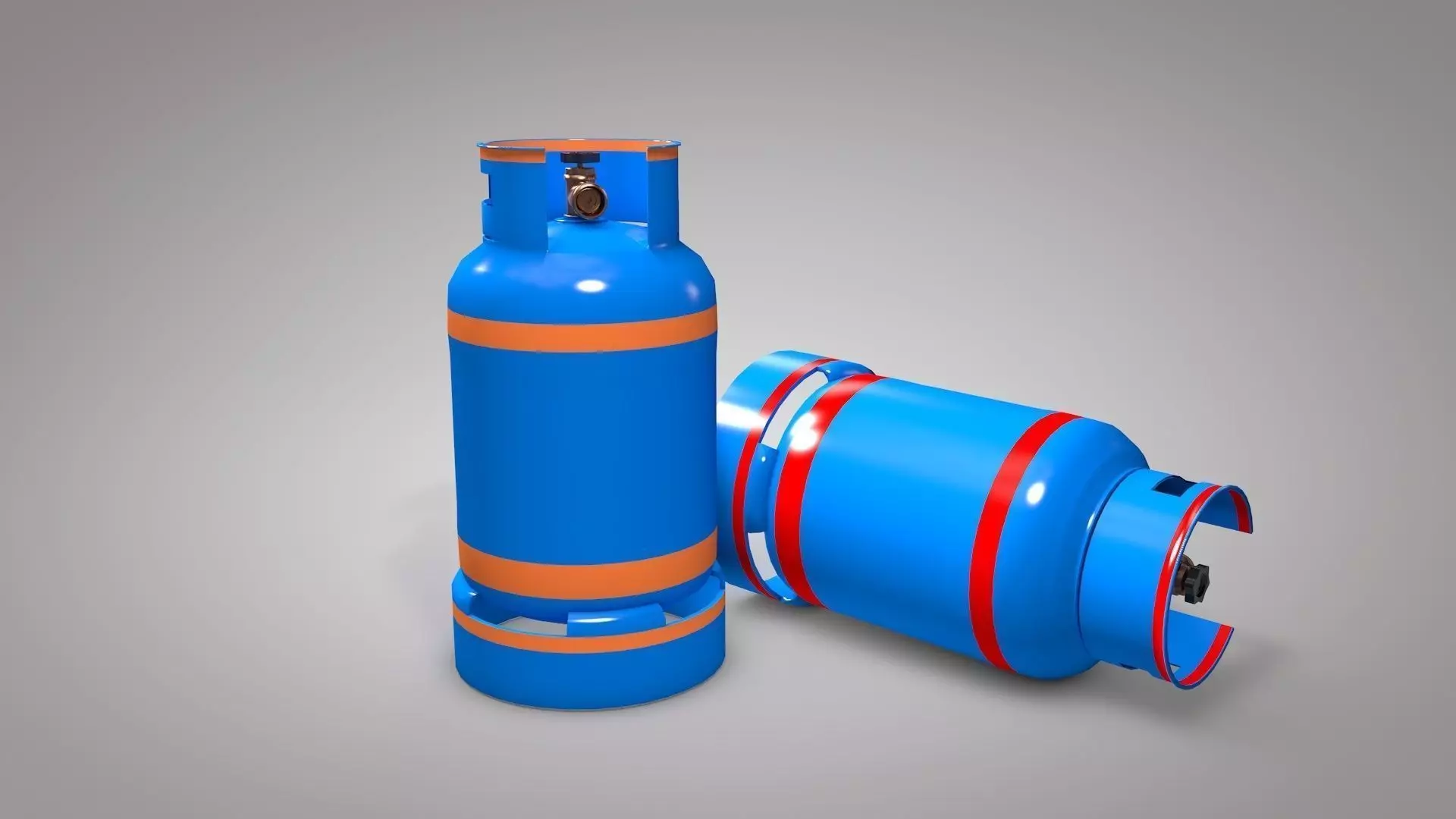 Gas Cylinders 3D model Industrial Tank Low-poly 3D model_0