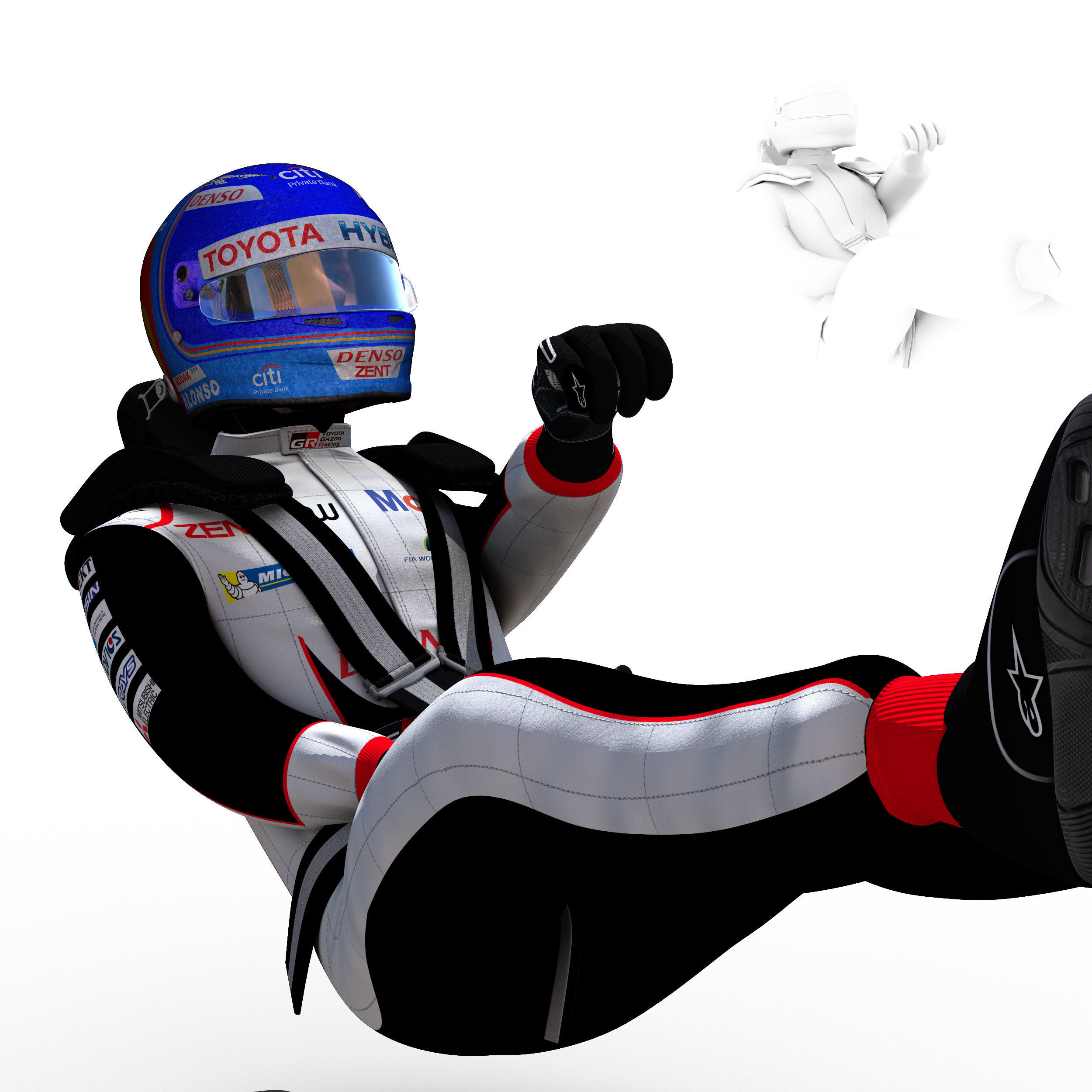 Fernando Alonso WEC 2018 Low-poly 3D model_7