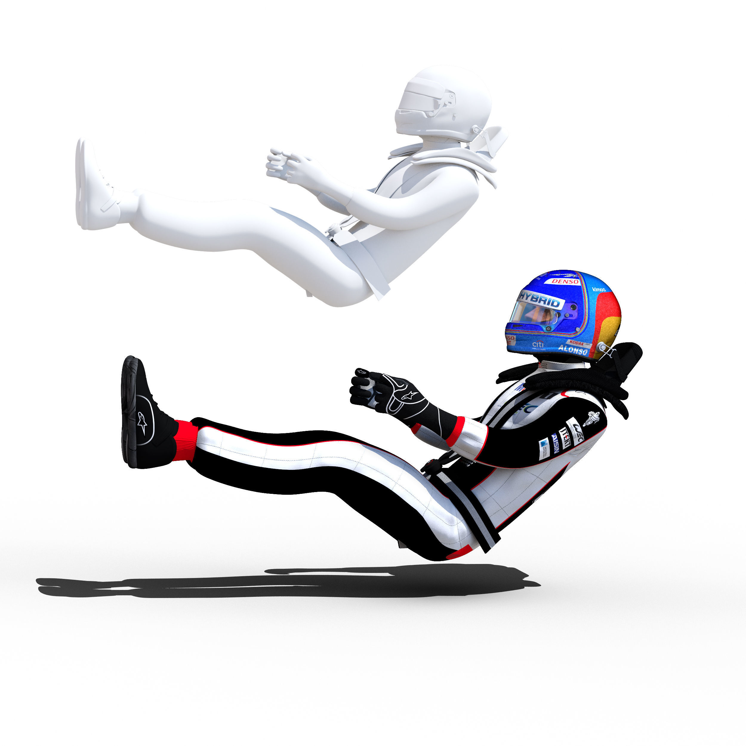 Fernando Alonso WEC 2018 Low-poly 3D model_2