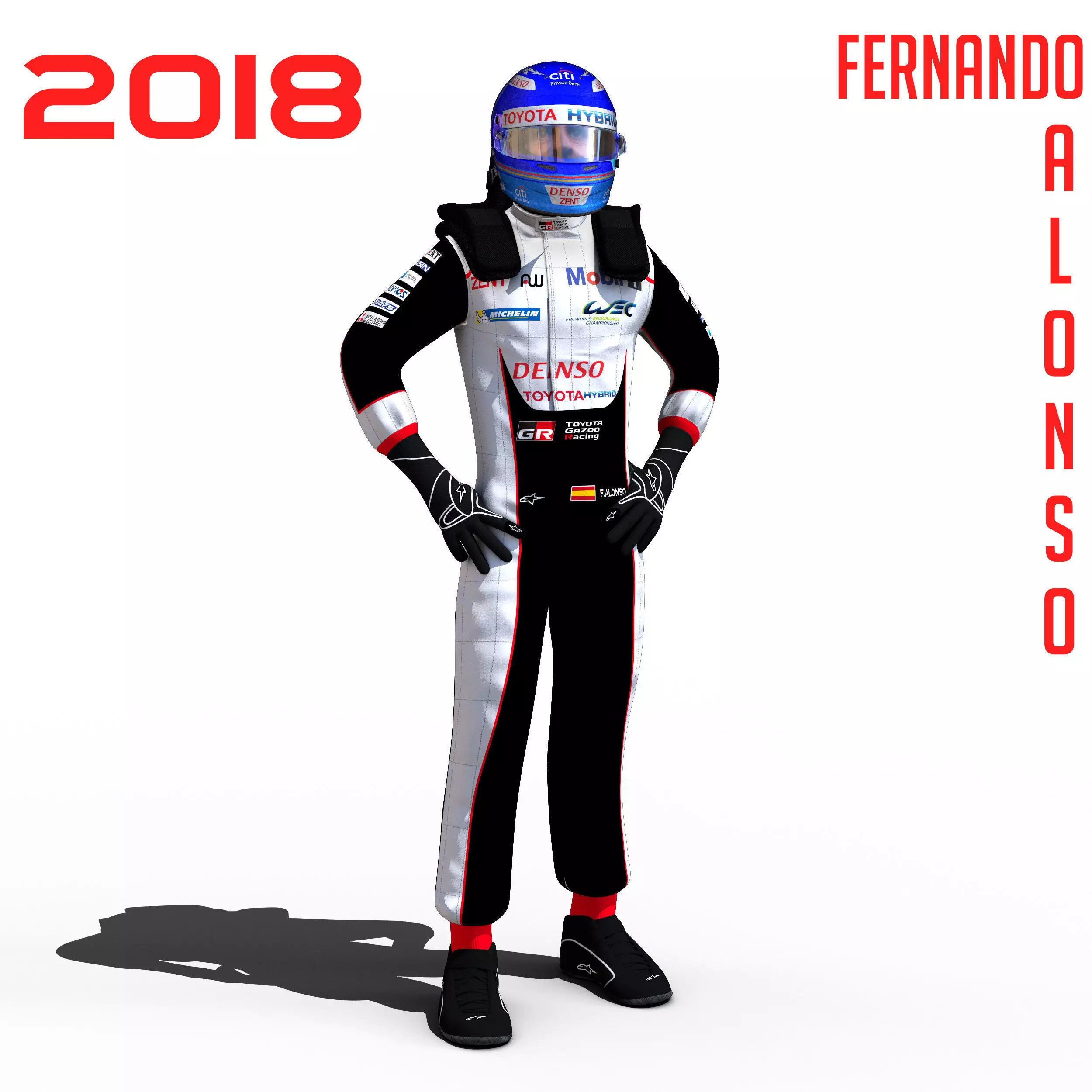 Fernando Alonso WEC 2018 Low-poly 3D model_0