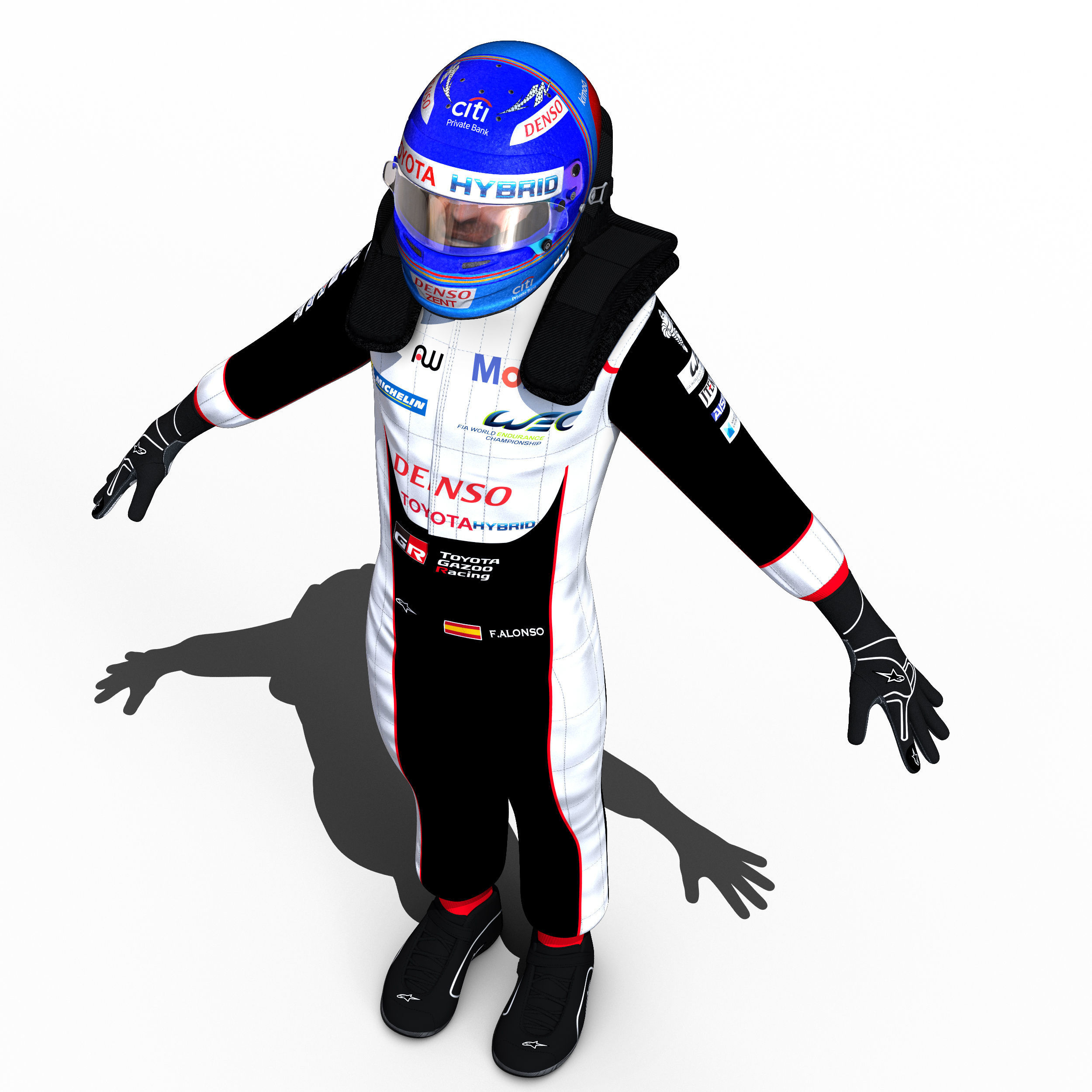 Fernando Alonso WEC 2018 Low-poly 3D model_9