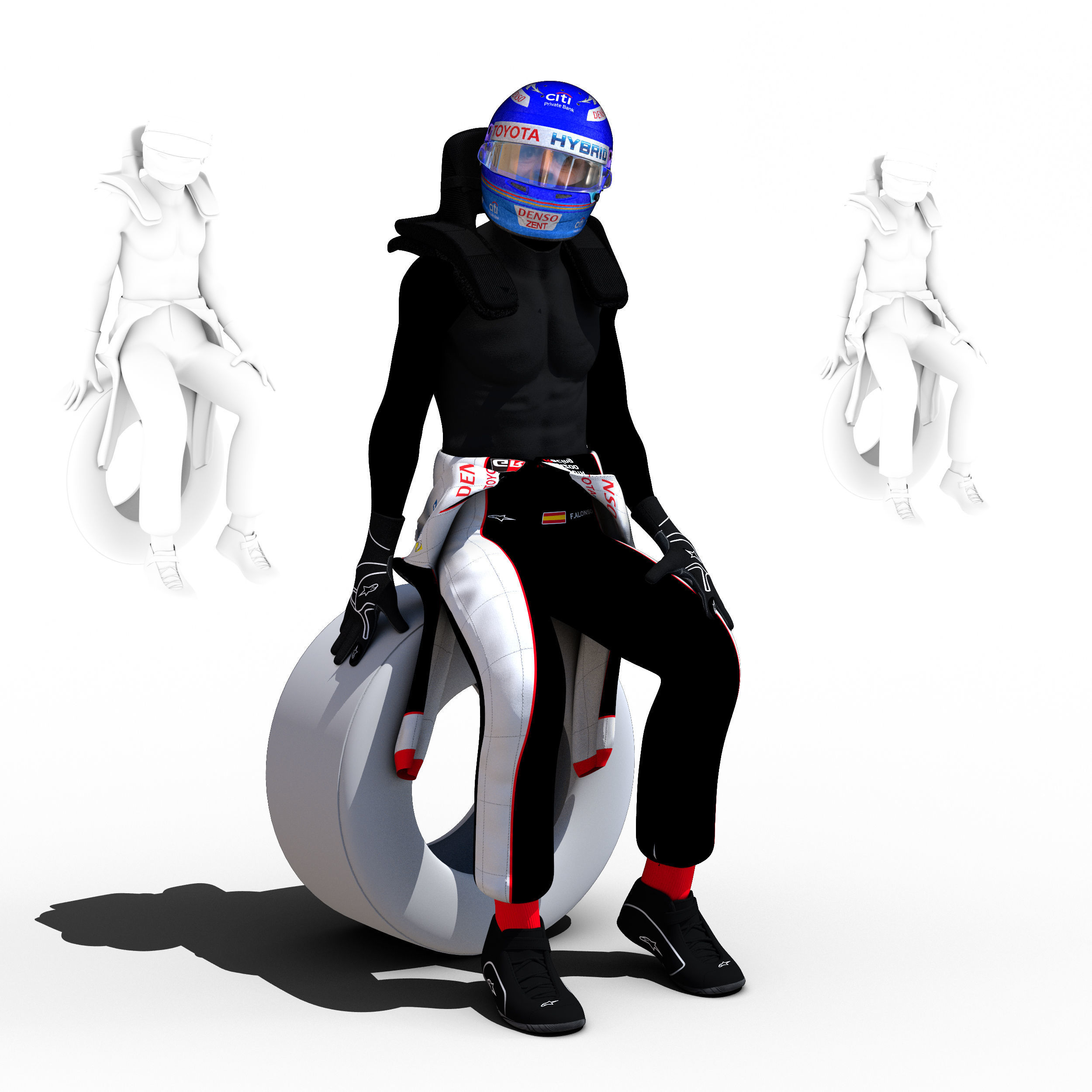 Fernando Alonso WEC 2018 Low-poly 3D model_8