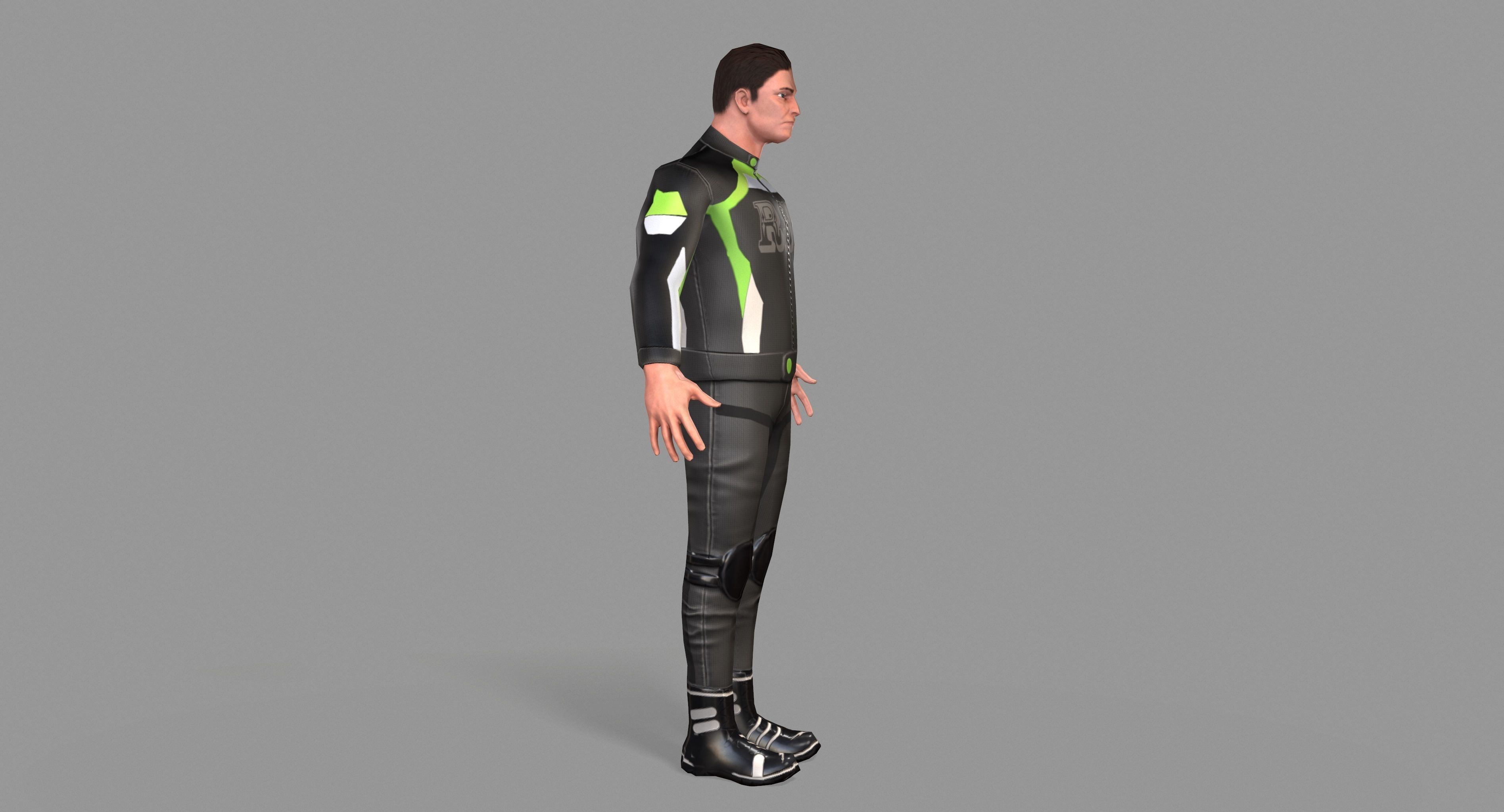 Biker boy  Low-poly 3D model_10