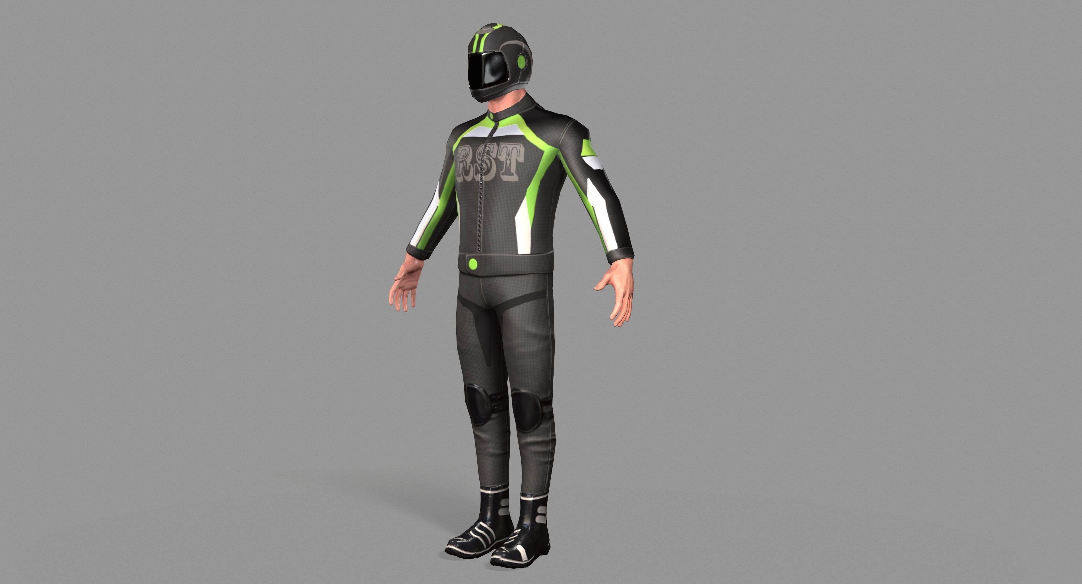 Biker boy  Low-poly 3D model_7