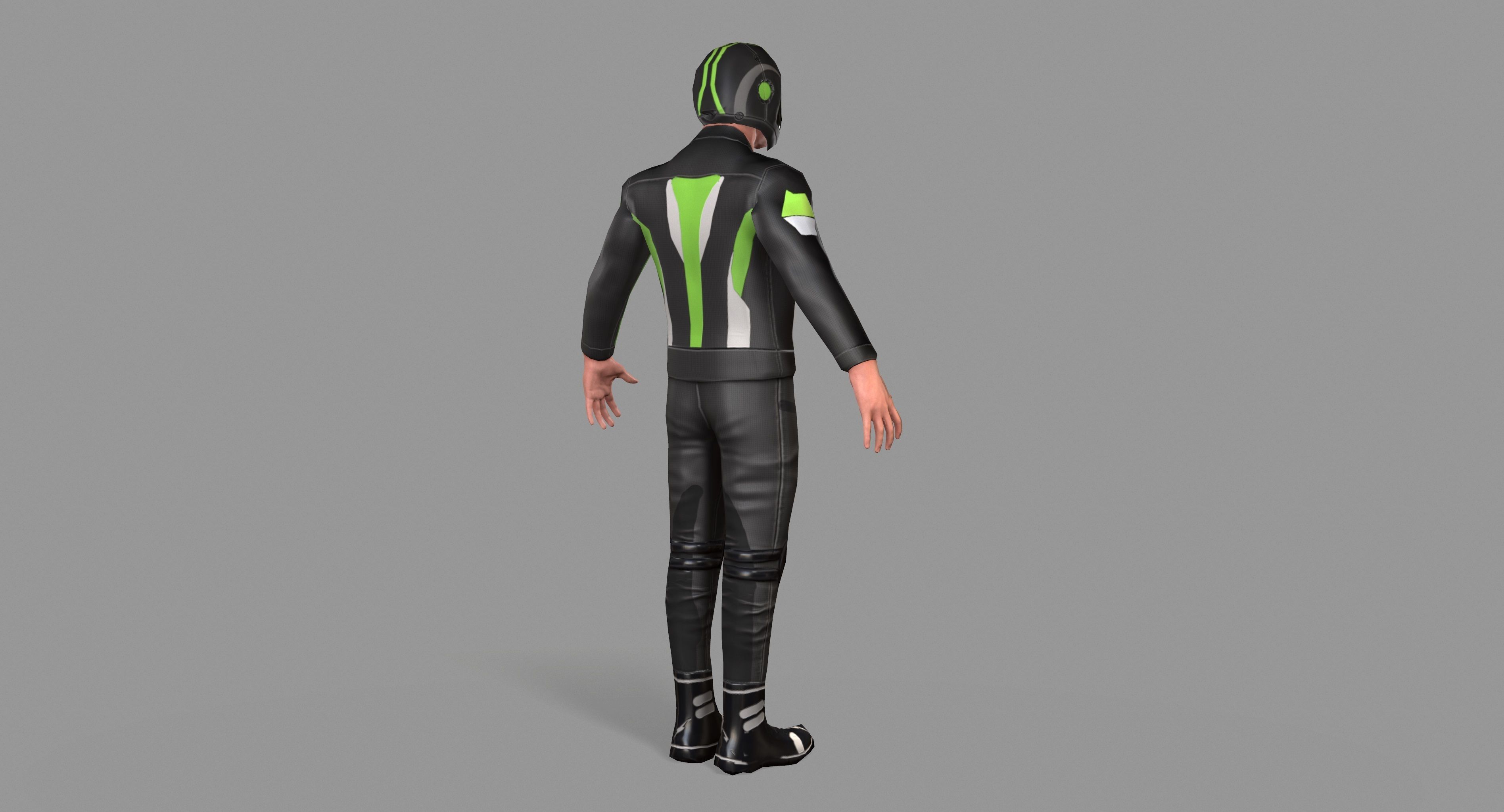 Biker boy  Low-poly 3D model_3