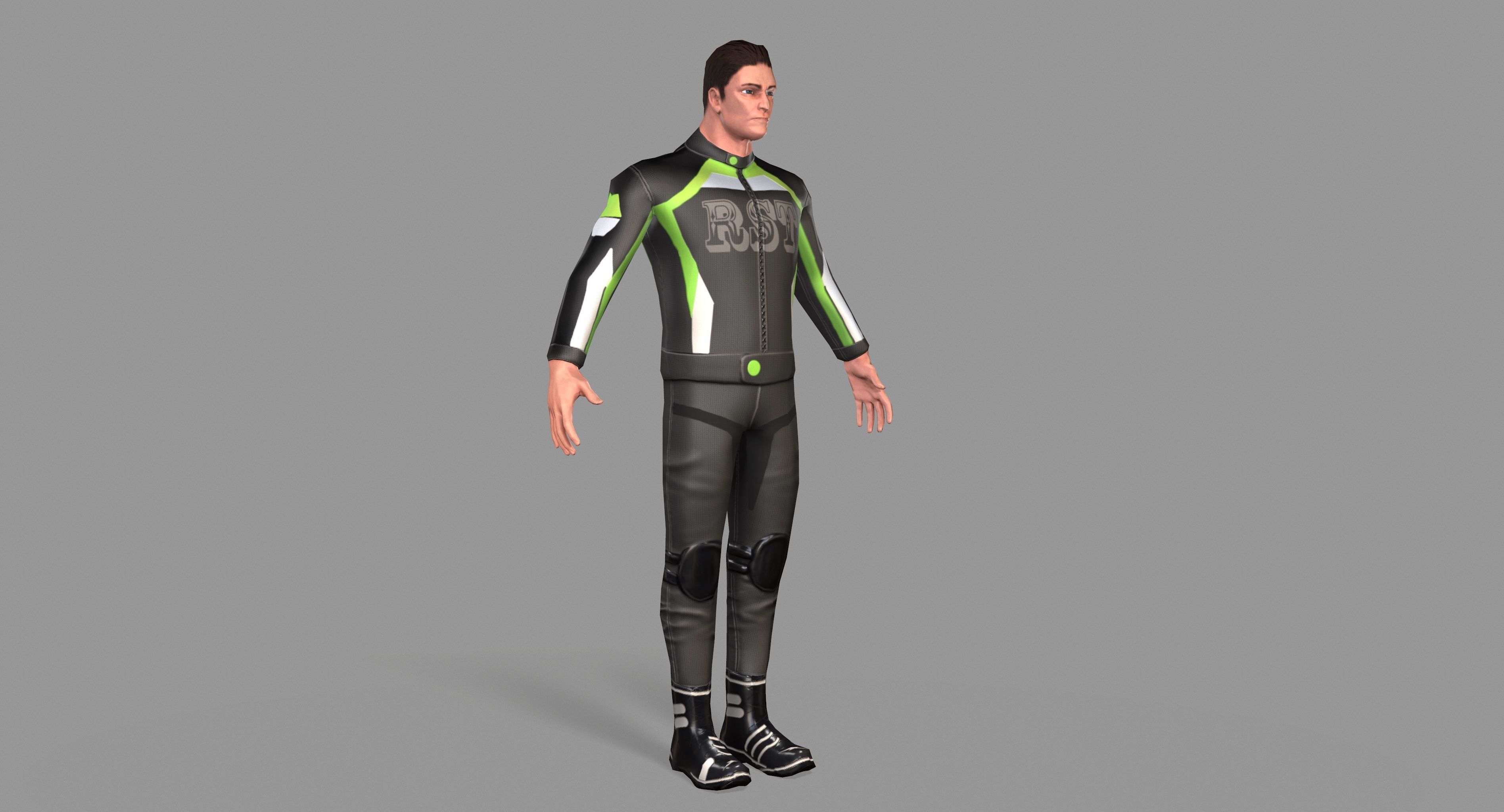 Biker boy  Low-poly 3D model_9