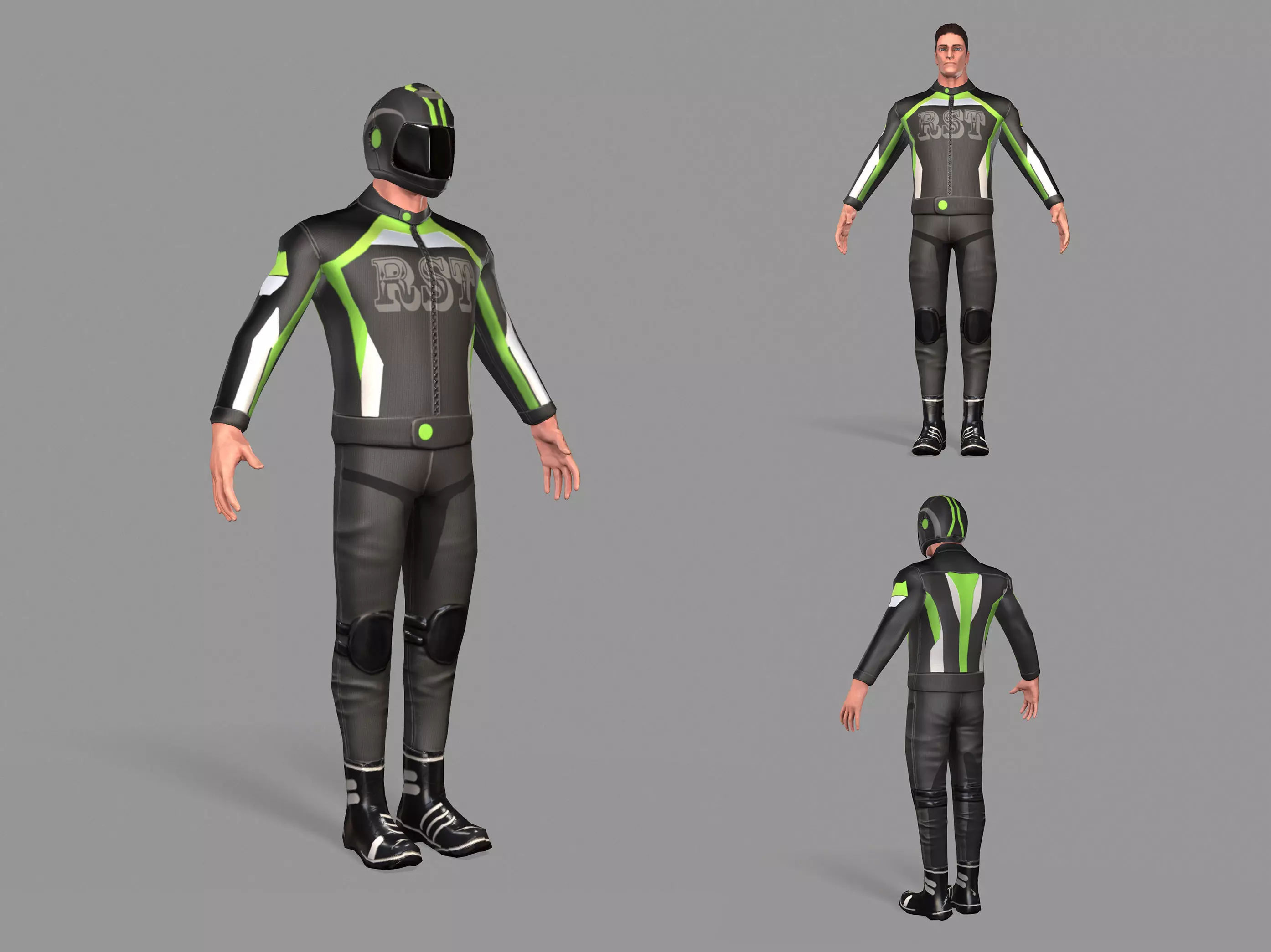 Biker boy  Low-poly 3D model_0